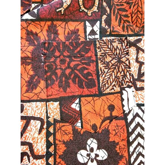 VTG 60s Hawaiian Red Tribal Floral Petroglyphs Shirt & Capri Short Set XL Hawaii - Picture 15 of 16